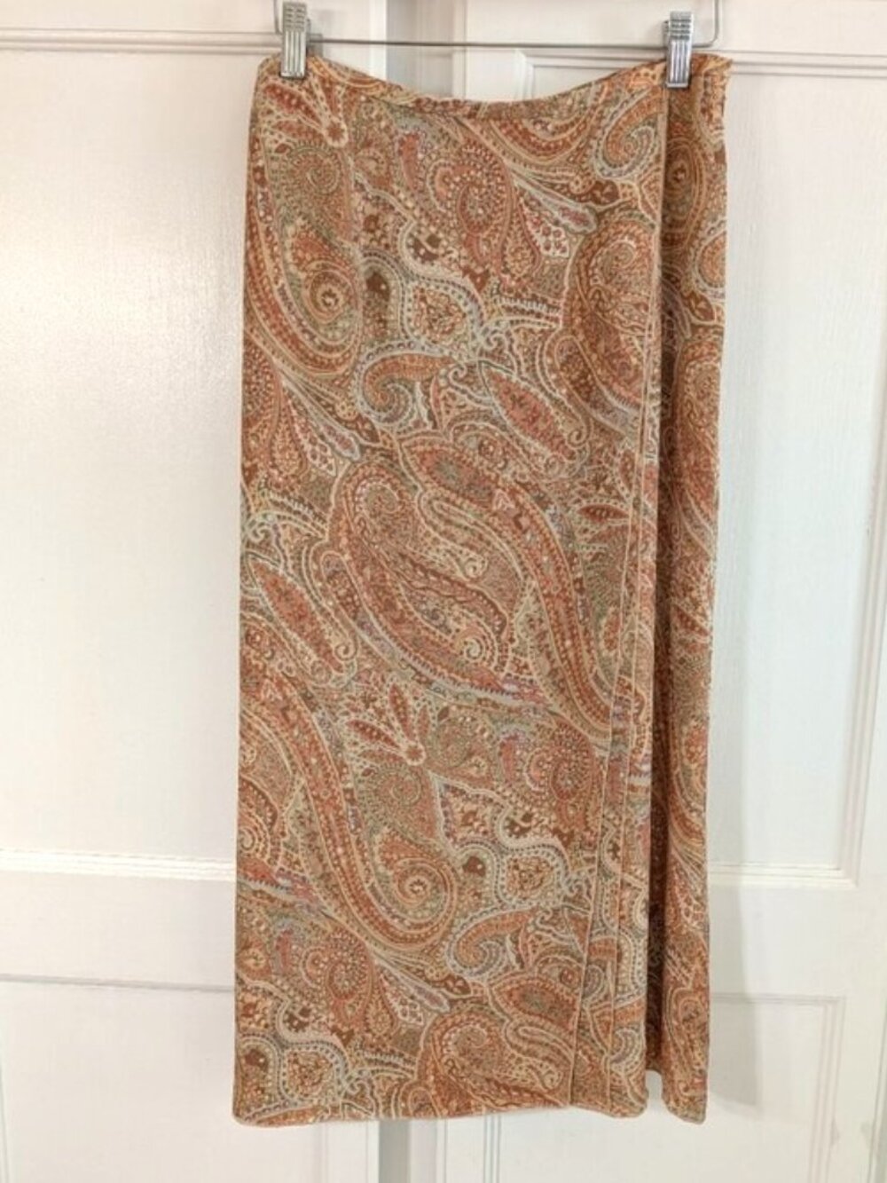 Like New Talbots 100% Silk Faux Wrap Paisley Skirt‎ Size 8